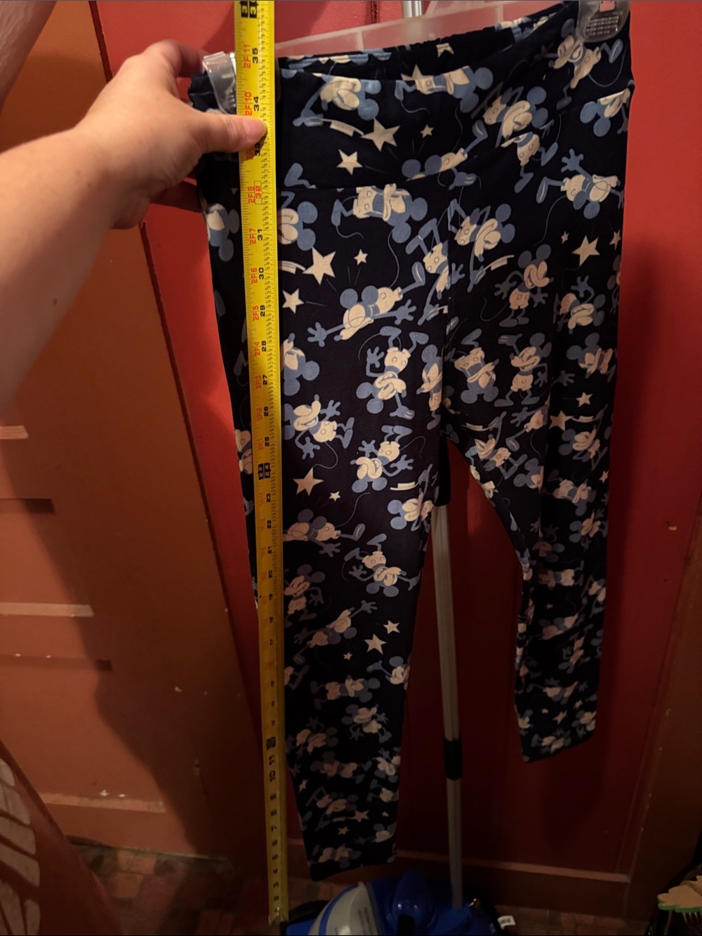 LuLaRoe Navy Leggings with Light Blue and Cream Cartoon Print - Picture 3 of 5